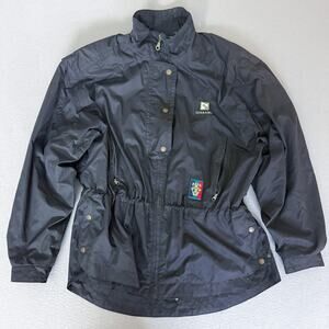 Sunice Serrano Jacket Size L Black Full Zip Snap Front Lightweight Rain Shell